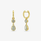 Double Diamond Drop Hoops — round + pear