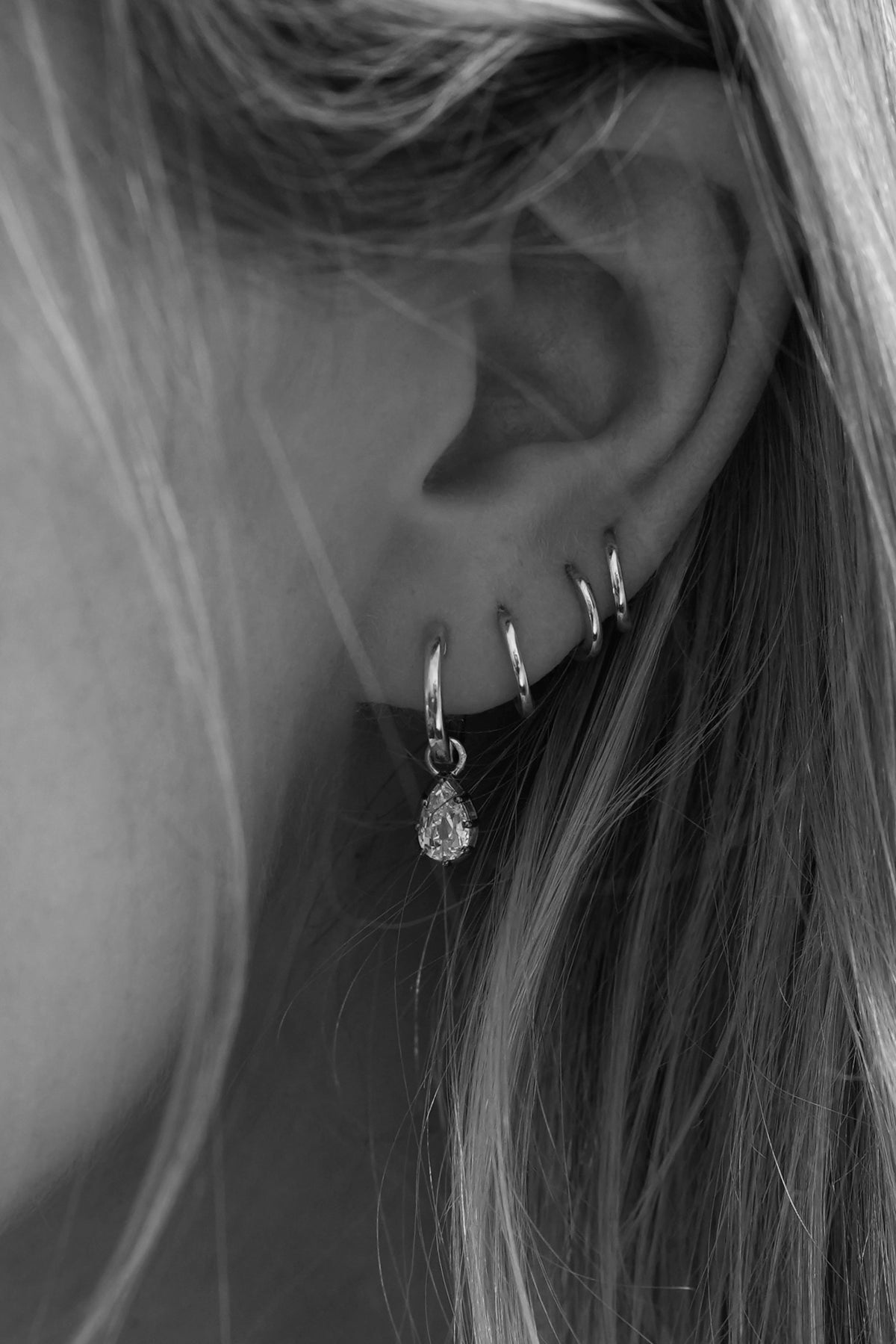 Diamond Drop Hoops — pear