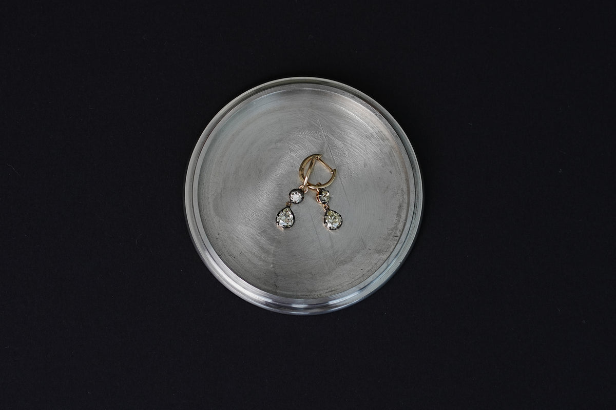 Double Diamond Drop Hoops — round + pear