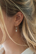 Double Diamond Drop Hoops — round + pear