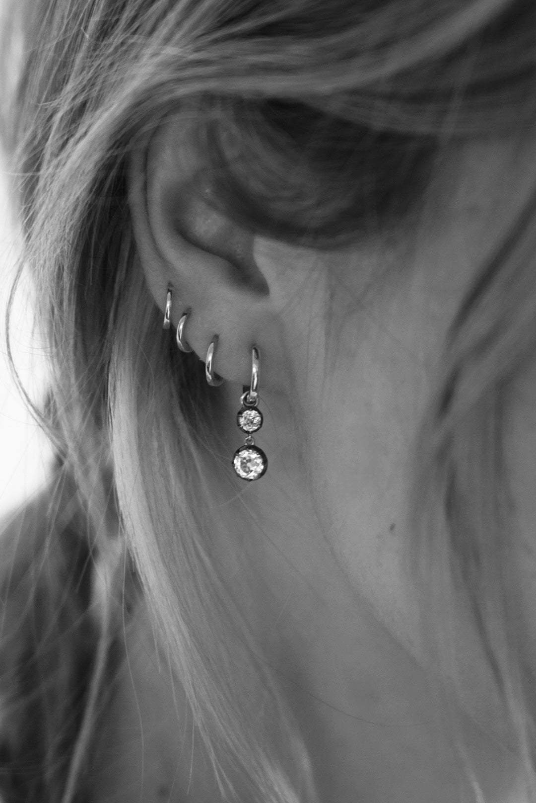 Double Diamond Drop Hoops — round + round