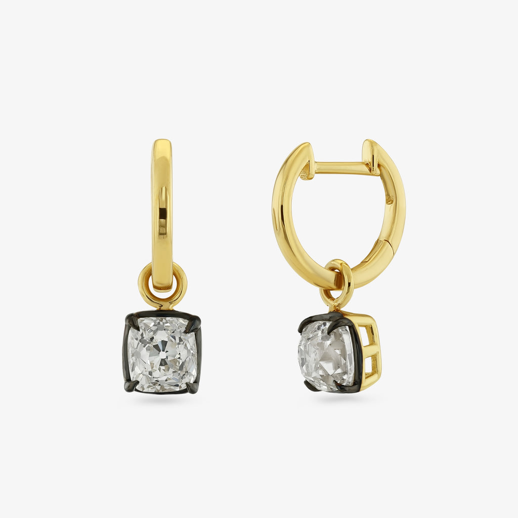Diamond Drop Hoops — cushion