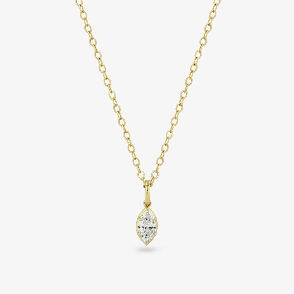 Diamond Seed Pendant Necklace — marquise