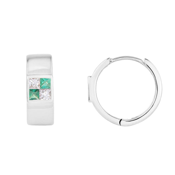 picture of diamond earth sign huggie earrings (white)