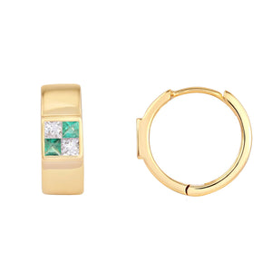 picture of diamond earth sign huggie earrings (yellow)