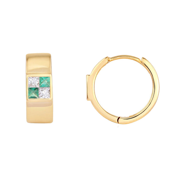 picture of diamond earth sign huggie earrings (yellow)