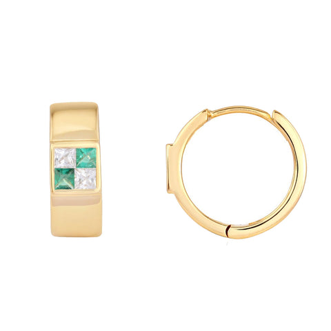 picture of earth sign huggie earrings (yellow)