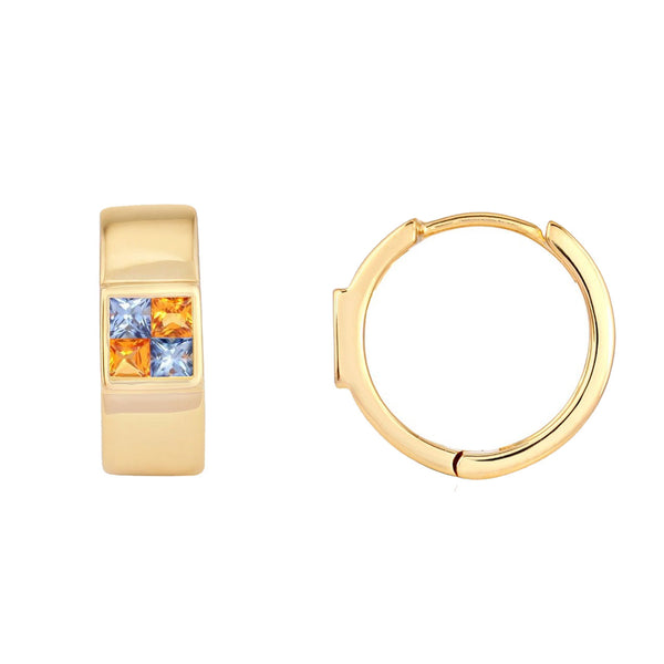 picture of frost and fire huggie earrings (yellow)