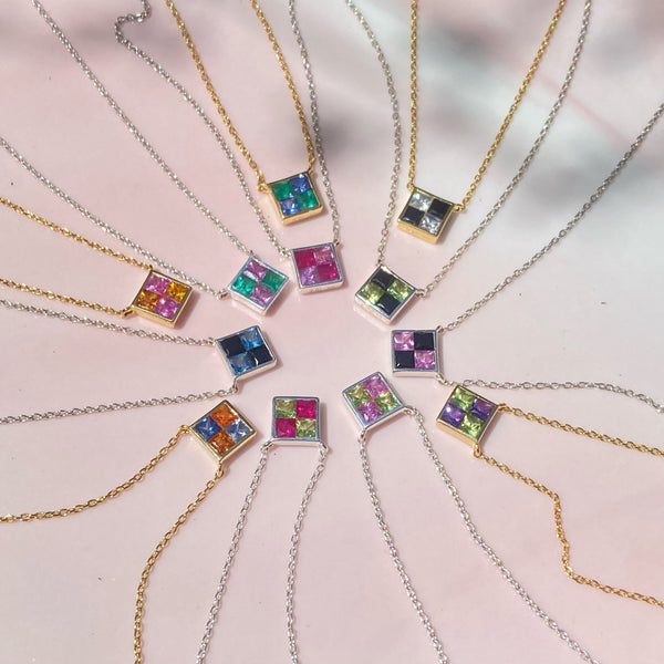 picture of frost and fire necklace flat lay